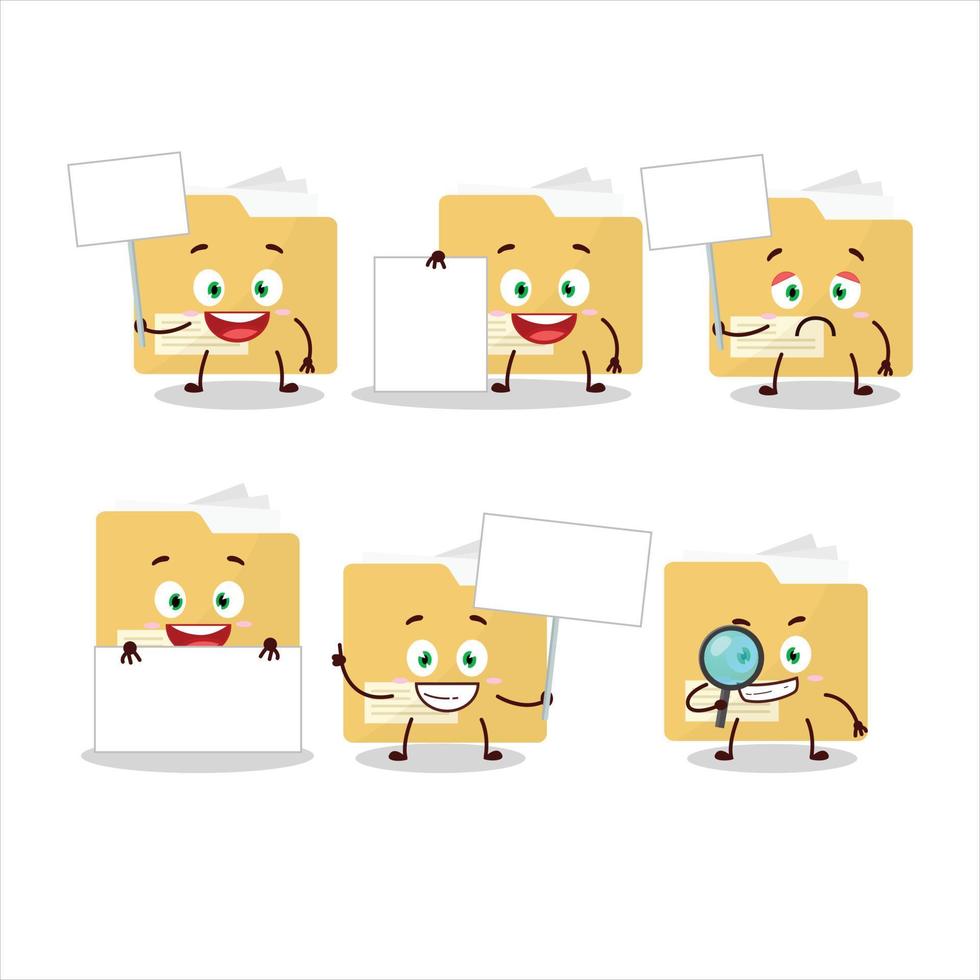 File folder cartoon character bring information board vector