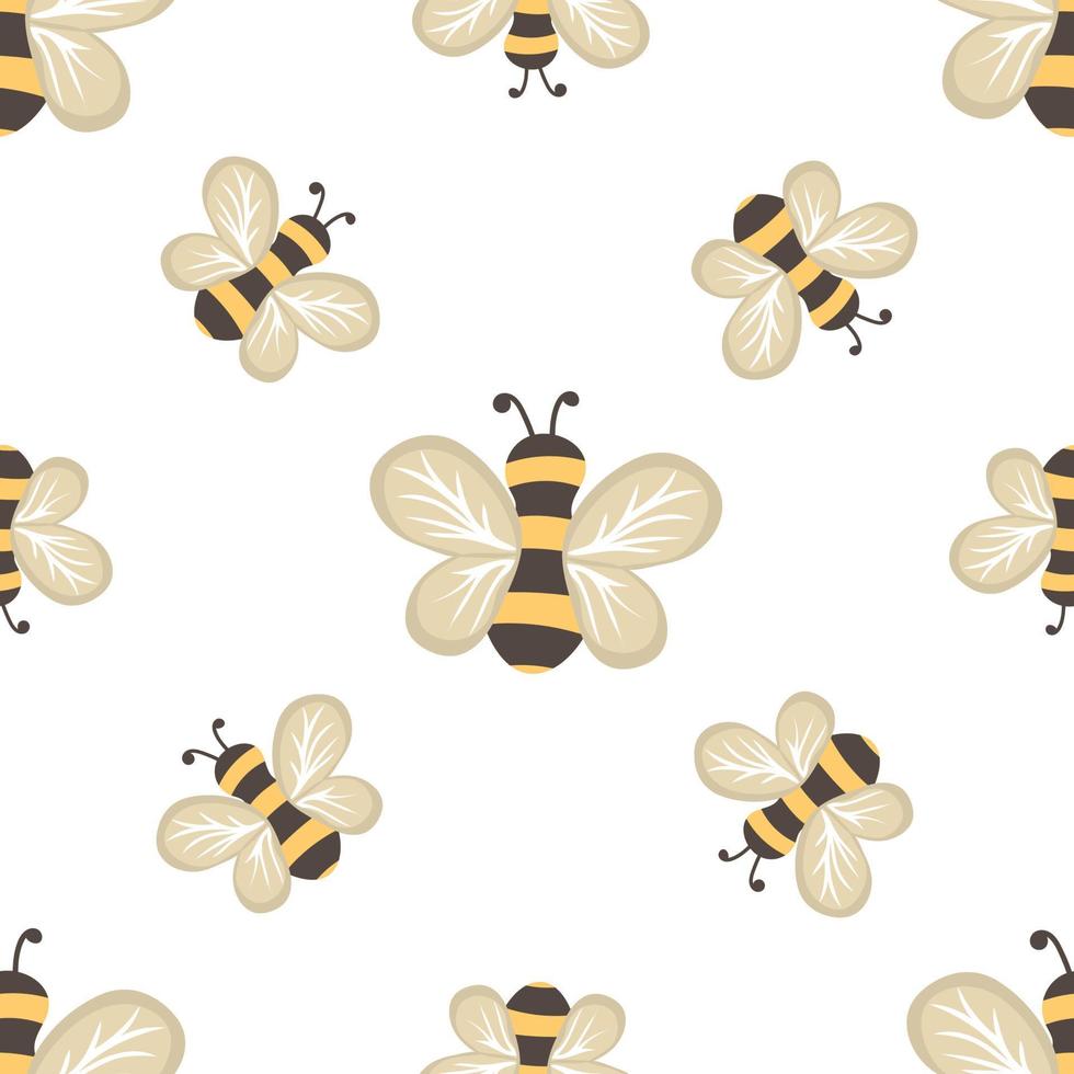 Seamless pattern with bees. Suitable for textile, fabric, wallpaper, wrapping vector