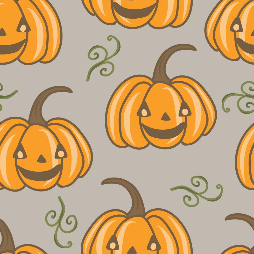 Seamless pattern of cute pumpkins. Halloween symbol vector