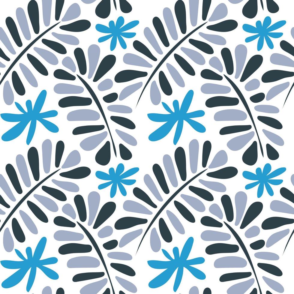 Seamless pattern with colorful retro groovy leaves and flowers vector