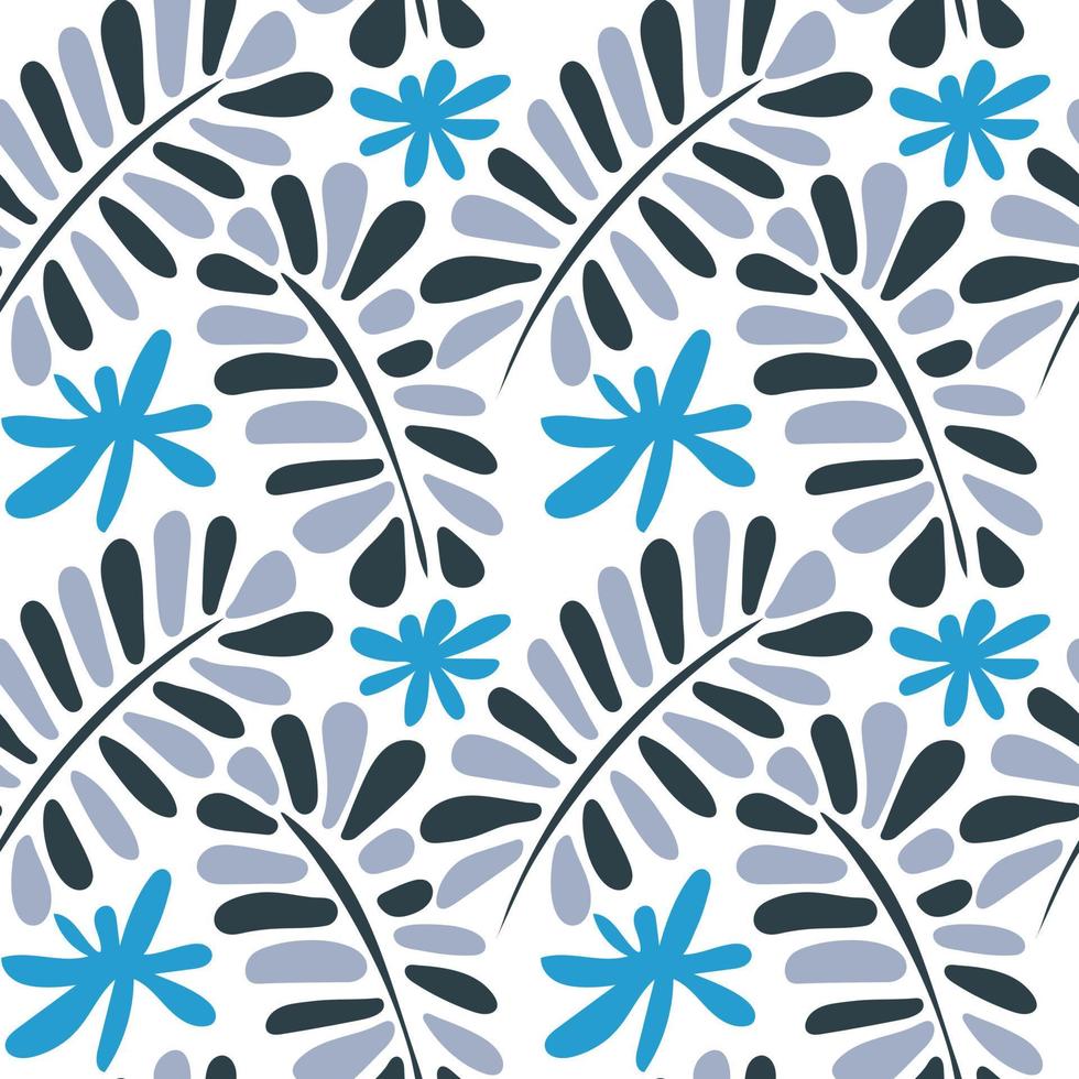 Seamless pattern with colorful retro groovy leaves and flowers vector