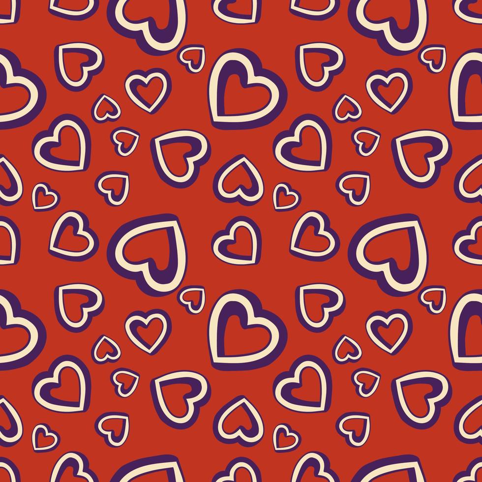 Seamless pattern with hearts in retro style vector