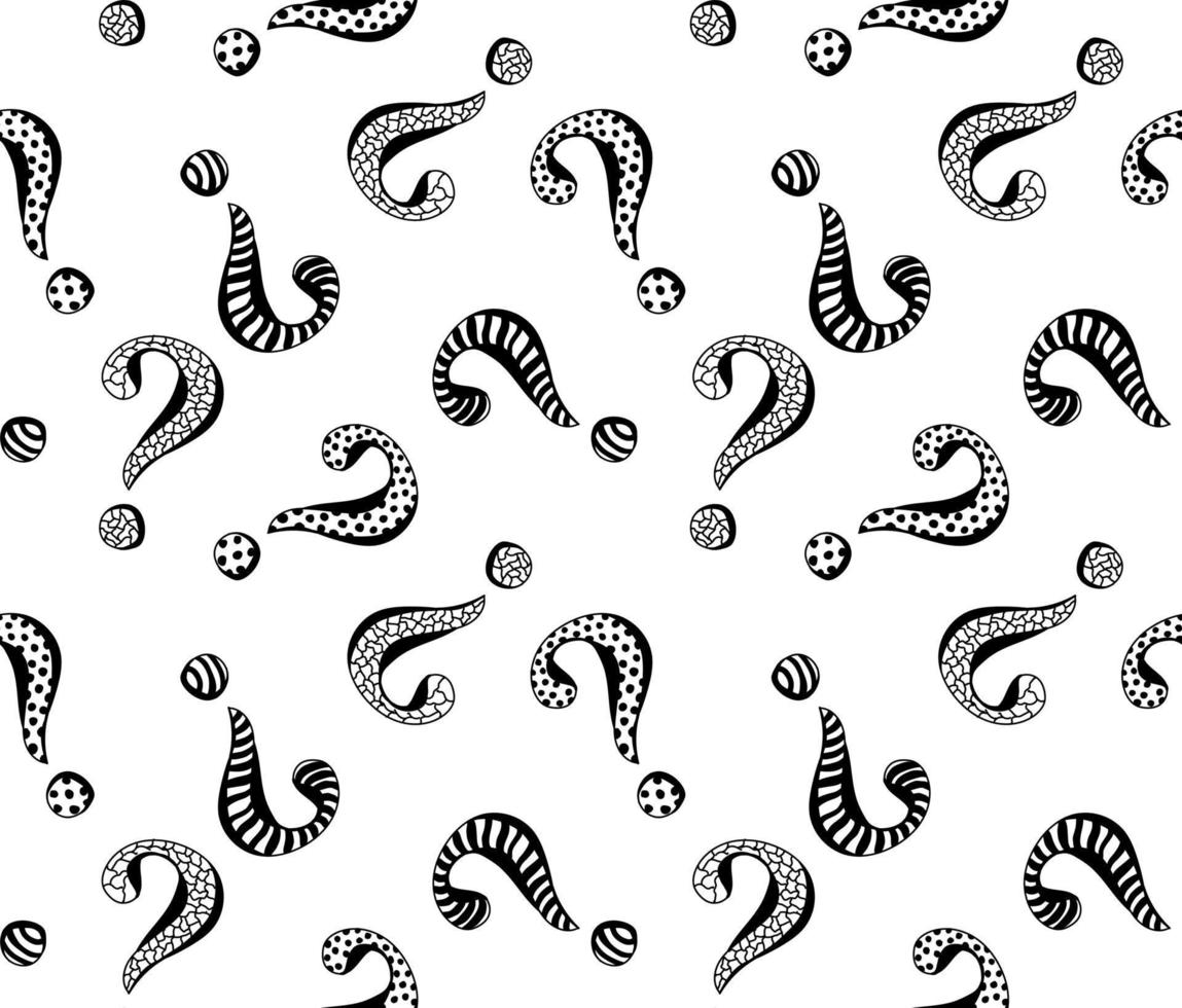 Seamless pattern of hand-drawn question marks. vector