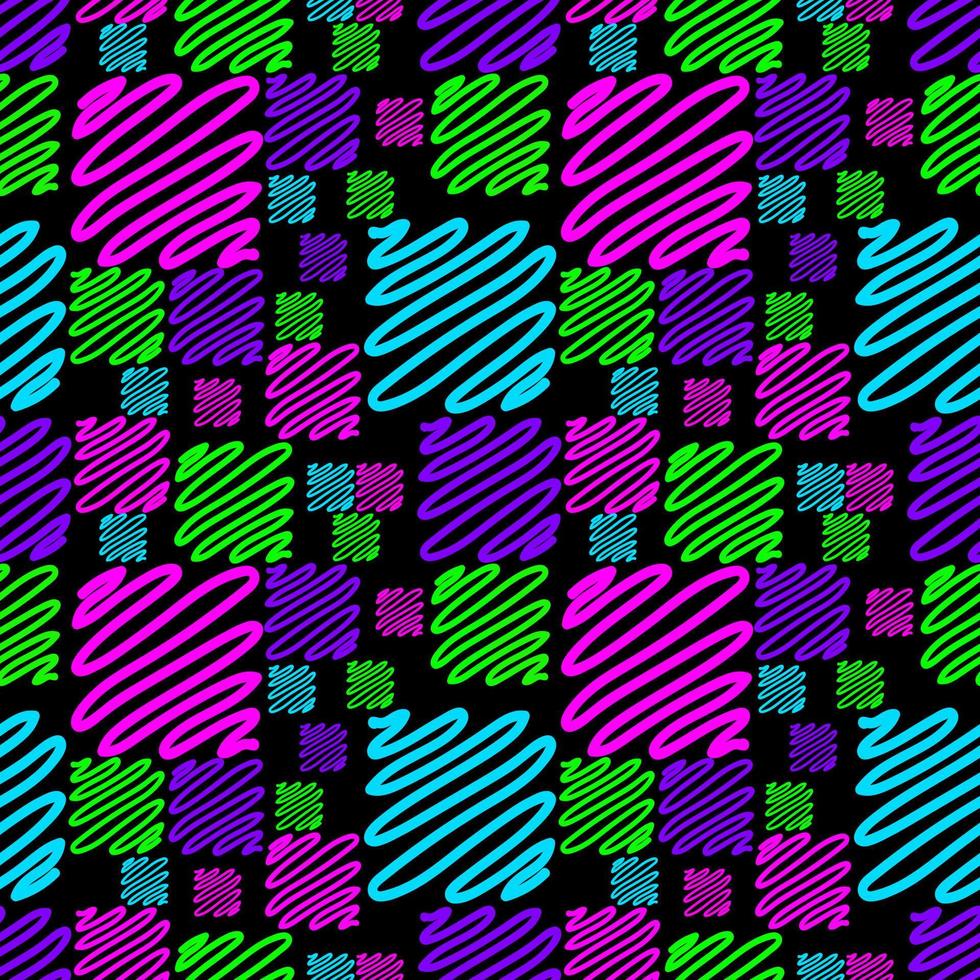 Bright neon. Hand drawn seamless pattern vector
