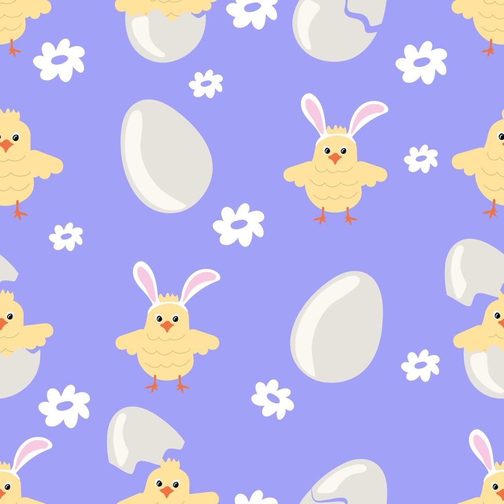 Seamless pattern with Easter chicks vector