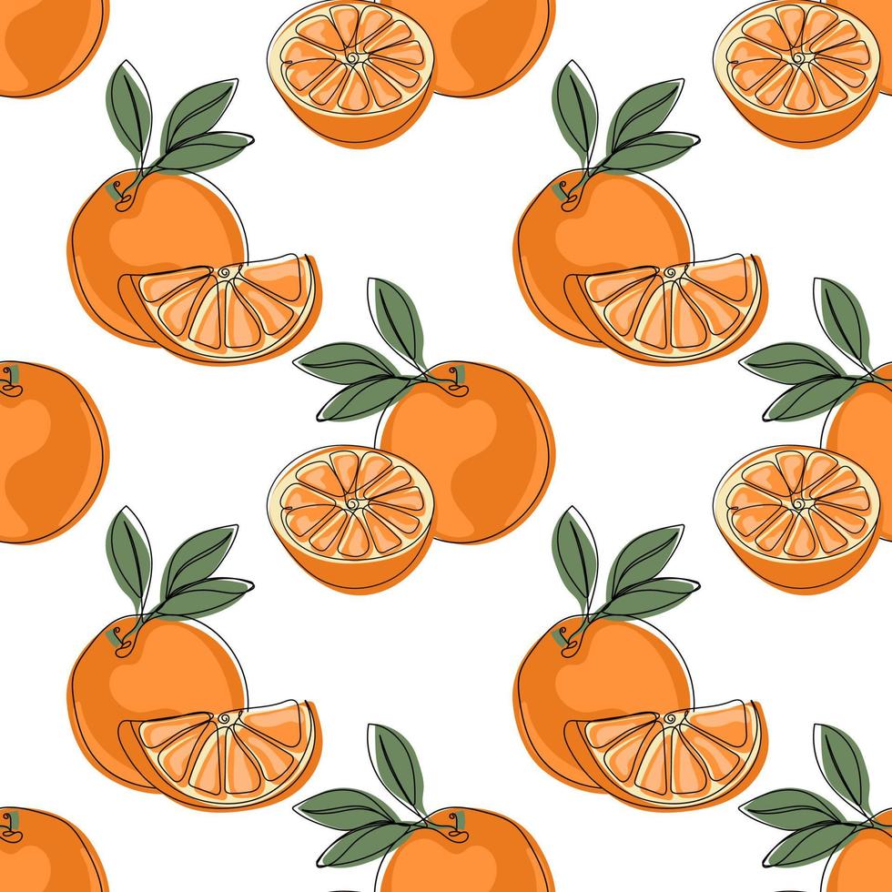 Orange seamless pattern. Hand drawn fruit background vector