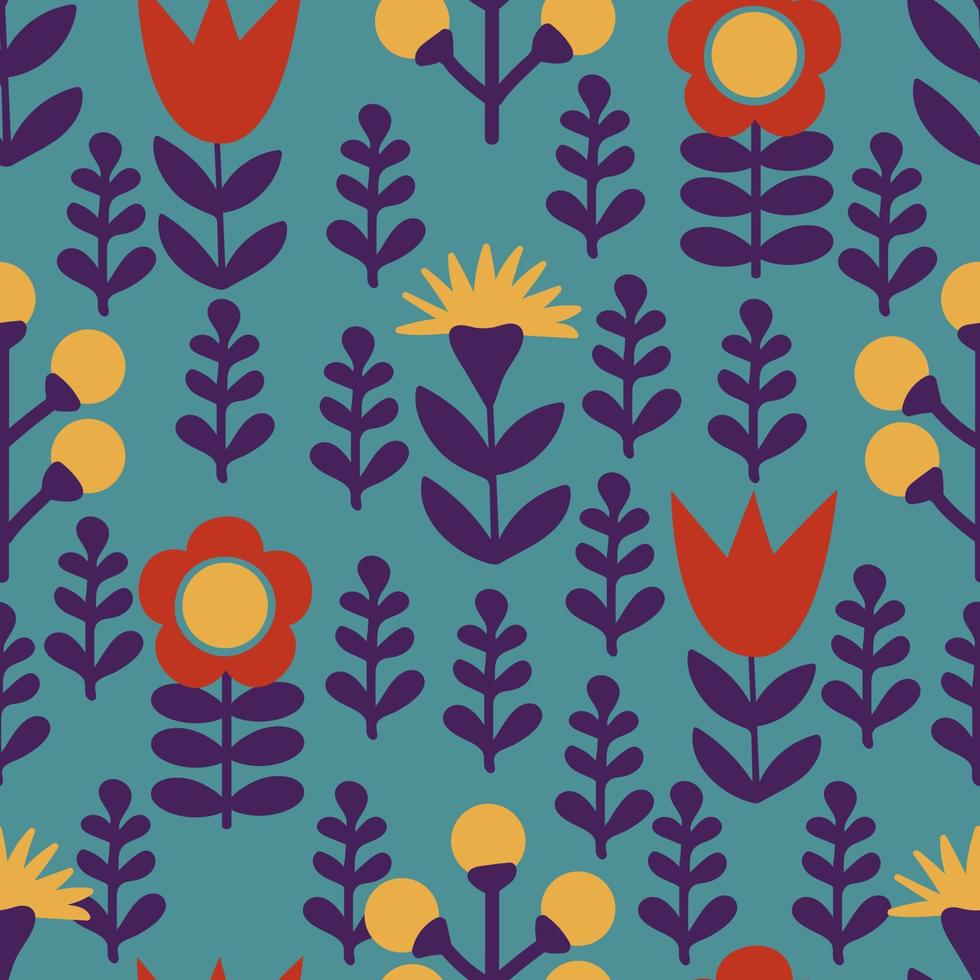 Floral seamless pattern in retro style vector