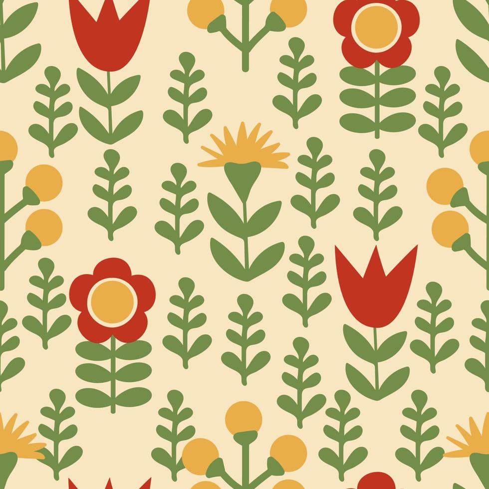 Floral seamless pattern in retro style vector