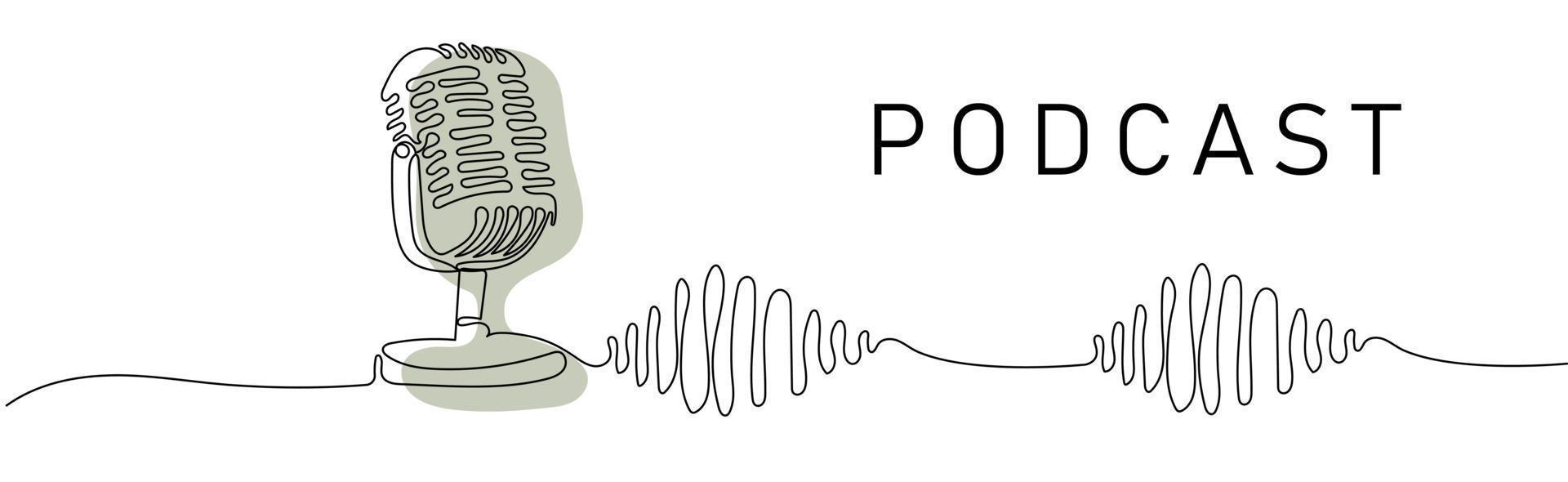 Continuous one line drawing of podcast microphone vector