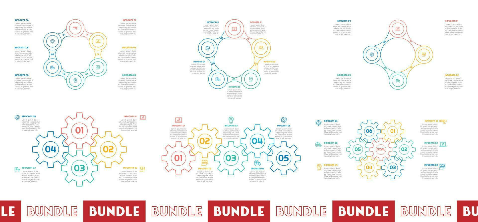 infografía haz conjunto con 4, 5, 6 6 pasos, opciones o procesos para flujo de trabajo disposición, diagrama, anual informe, presentación y web diseño. vector