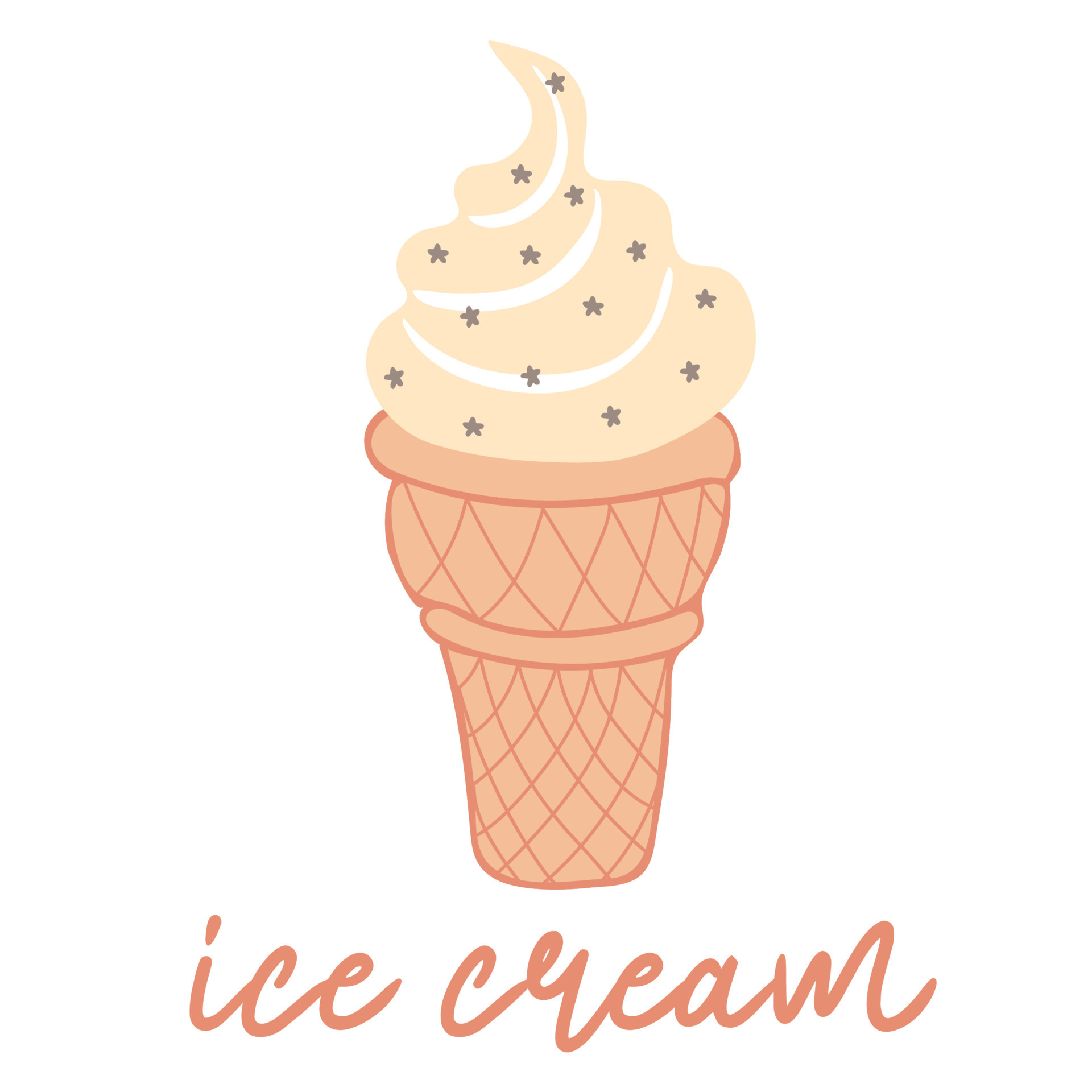 Swirled soft serve vanilla ice cream in wafers cup 22537395 Vector Art