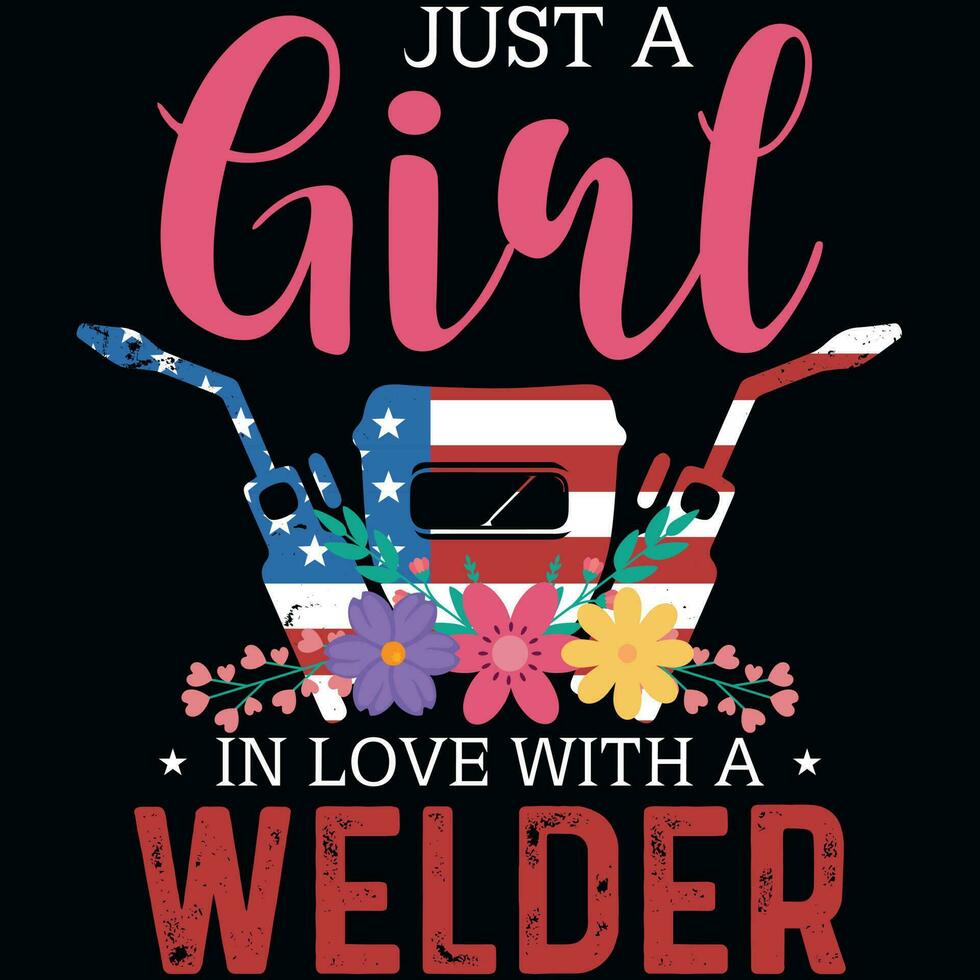 Welder girls tshirt design vector