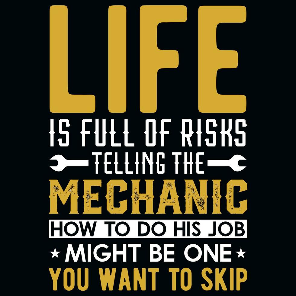 Mechanic typography tshirt design vector