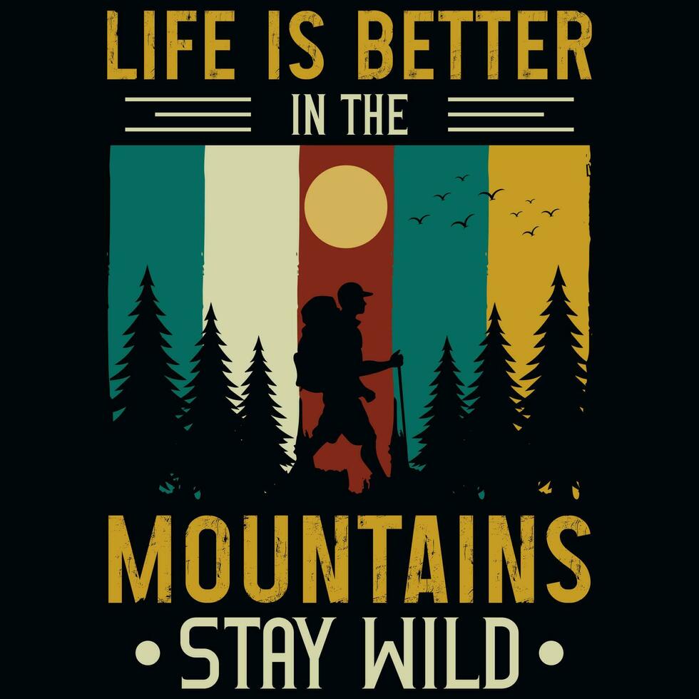 Mountain hiking graphics tshirt design vector