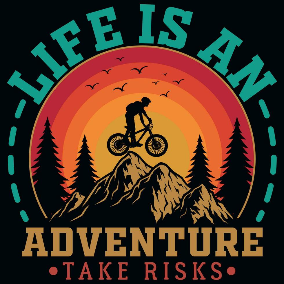 Mountain bike riding graphics tshirt design vector