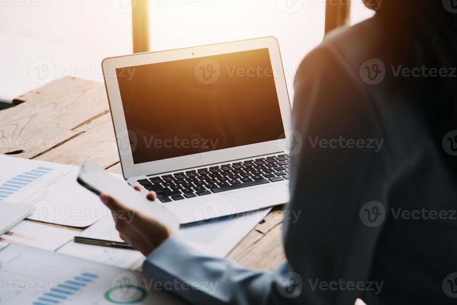 Business Documents, Auditor businesswoman checking searching document legal prepare paperwork or report for analysis TAX time,accountant Documents data contract partner deal in workplace office photo
