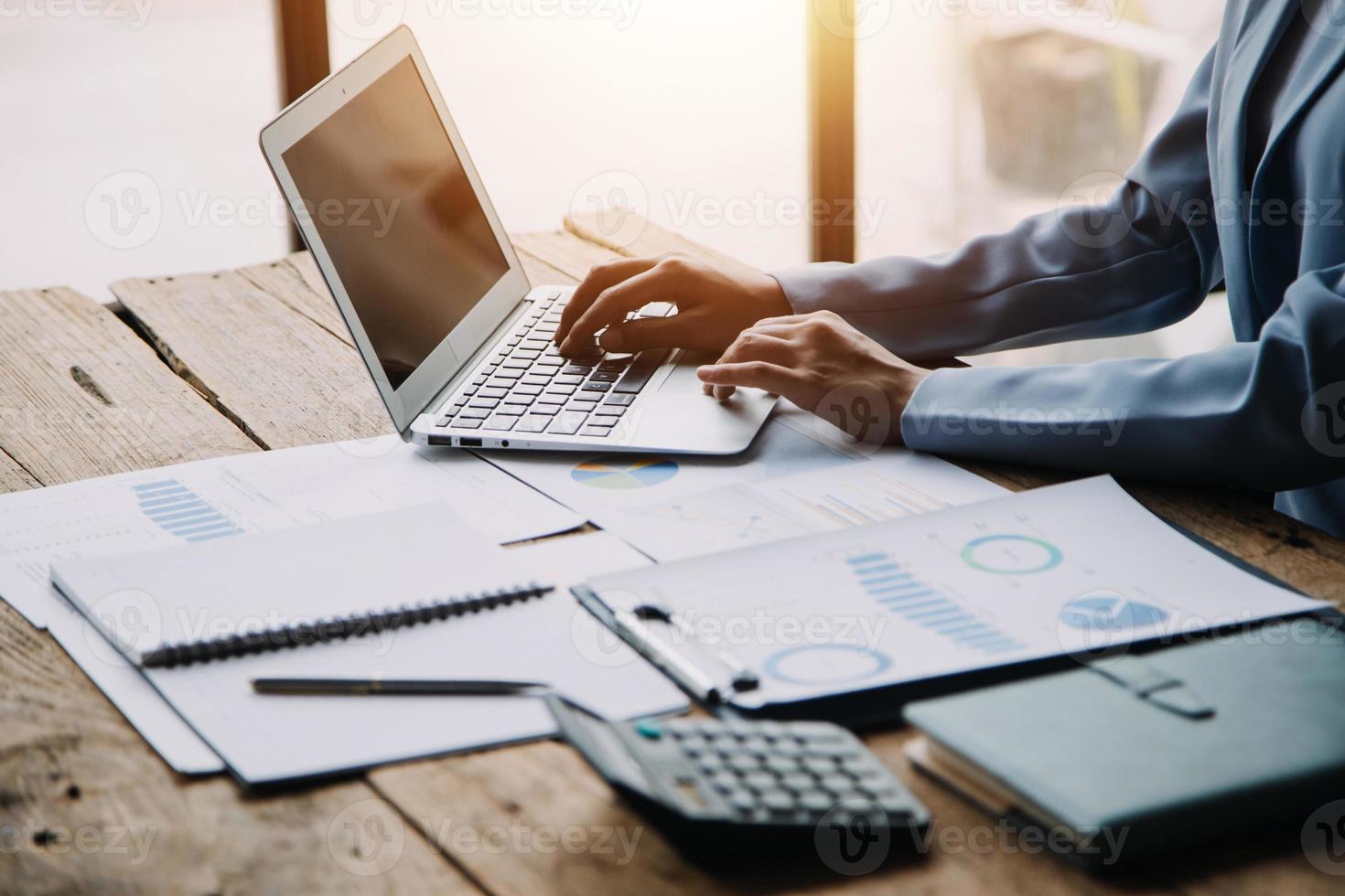 Business Documents, Auditor businesswoman checking searching document legal prepare paperwork or report for analysis TAX time,accountant Documents data contract partner deal in workplace office photo