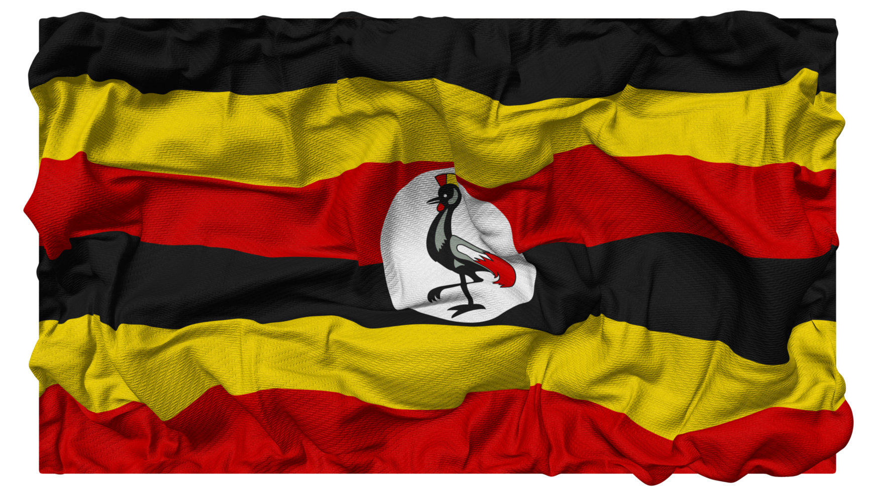 Uganda Flag Waves with Realistic Bump Texture, Flag Background, 3D Rendering png