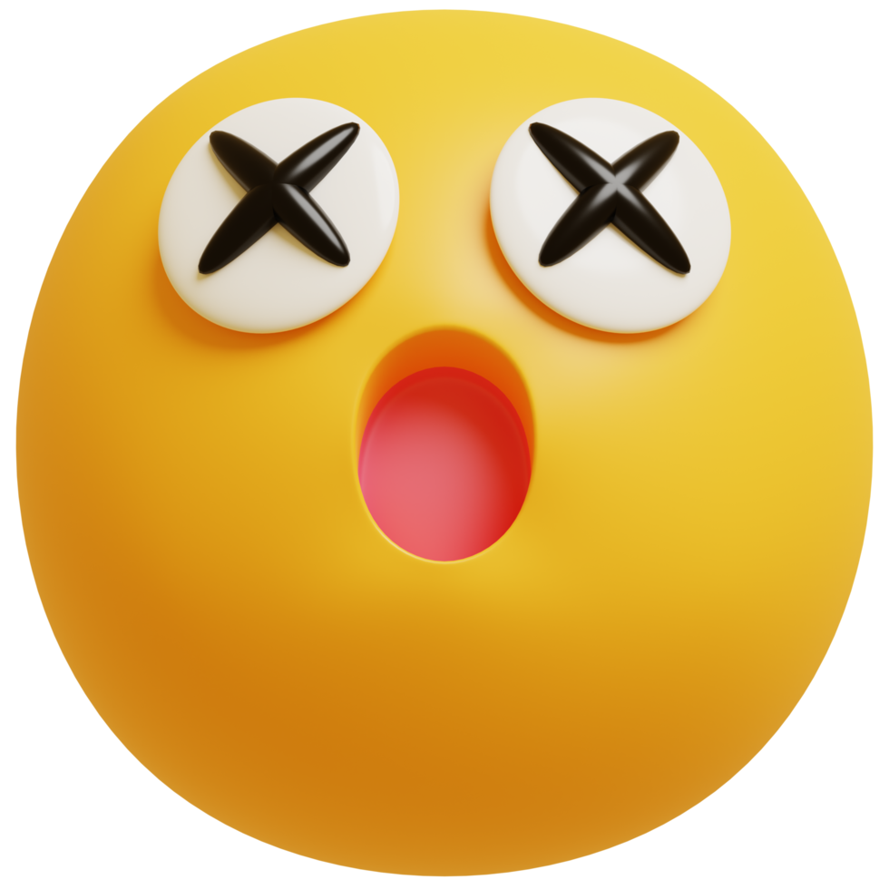 Yellow face wow emoji. Surprised, shocked emoticon. 3D render illustration. png