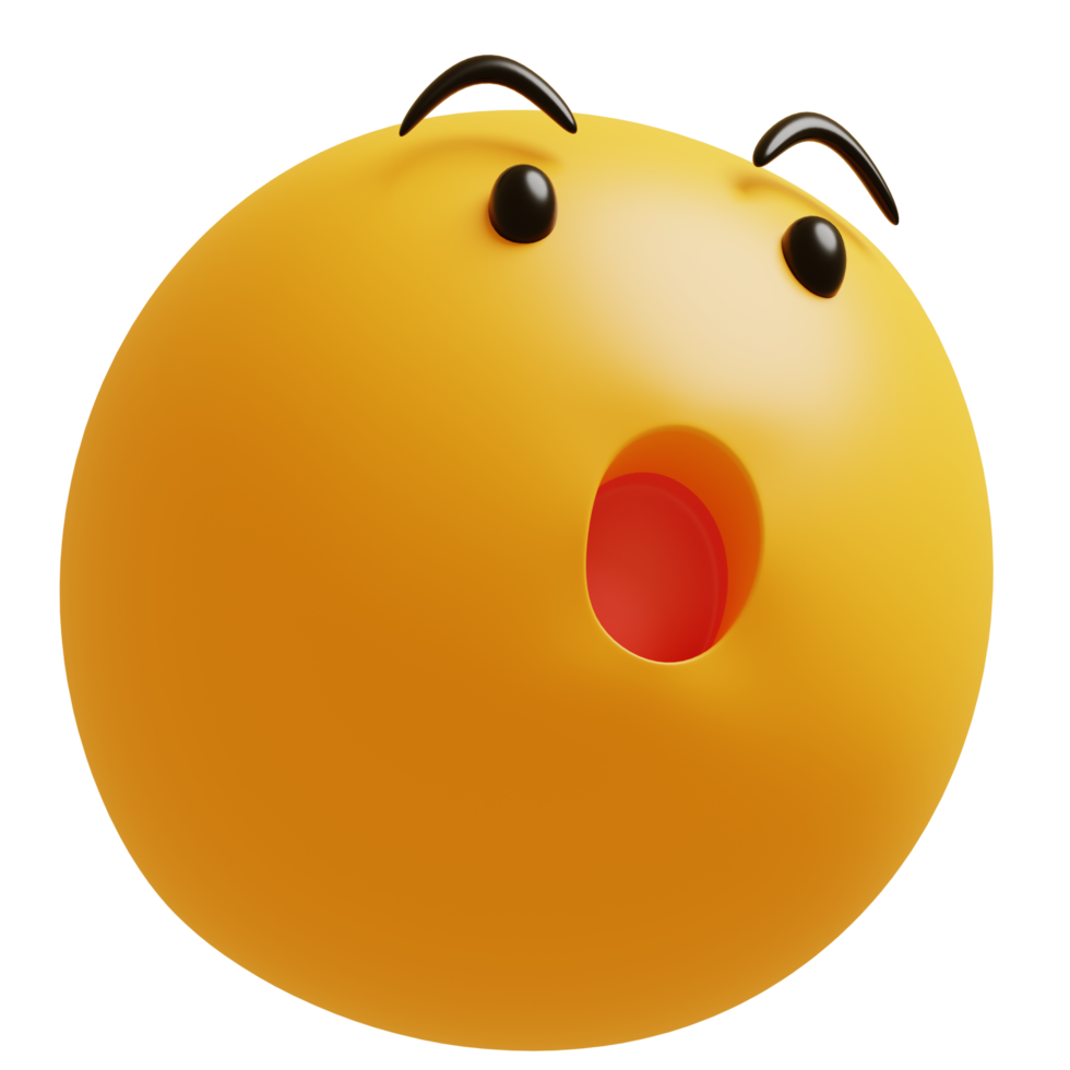 gul ansikte Wow emoji. överraskad, chockade uttryckssymbol. 3d framställa illustration. png