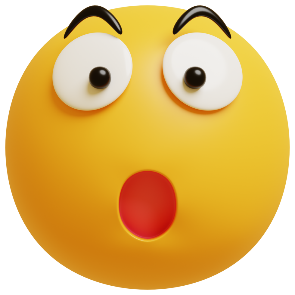 giallo viso Wow emoji. sorpreso, scioccato emoticon. 3d rendere illustrazione. png