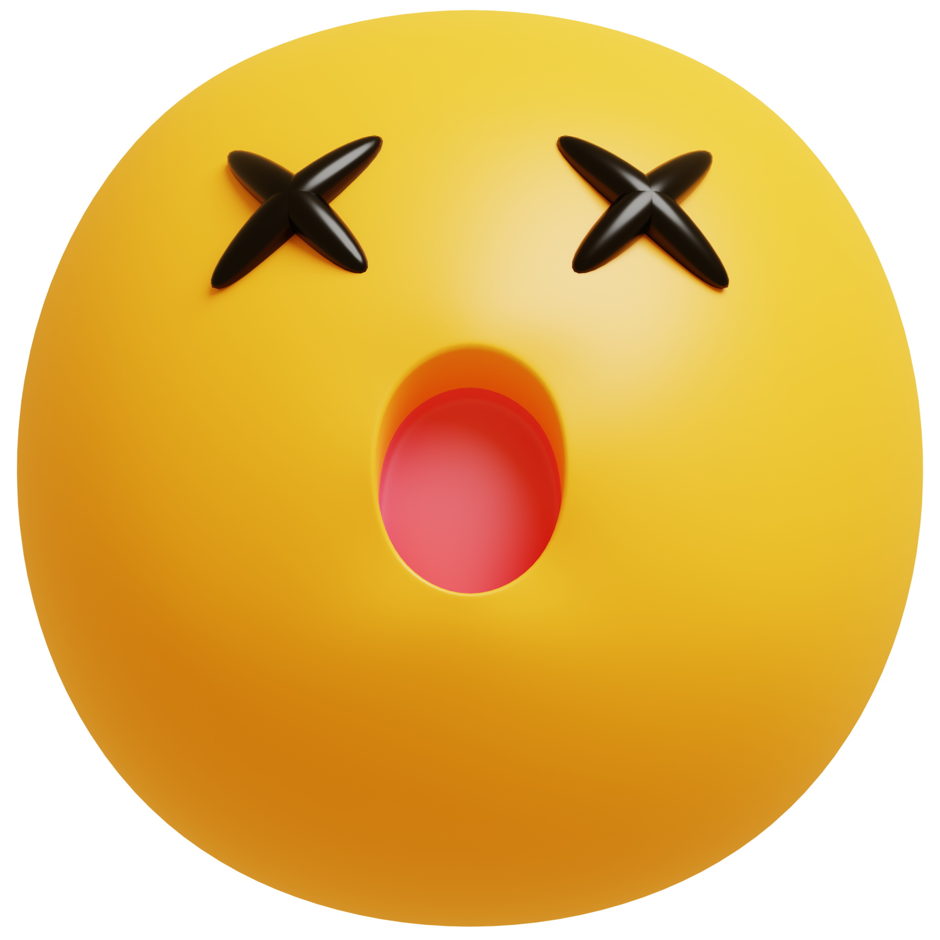 Yellow face wow emoji. Surprised, shocked emoticon. 3D render