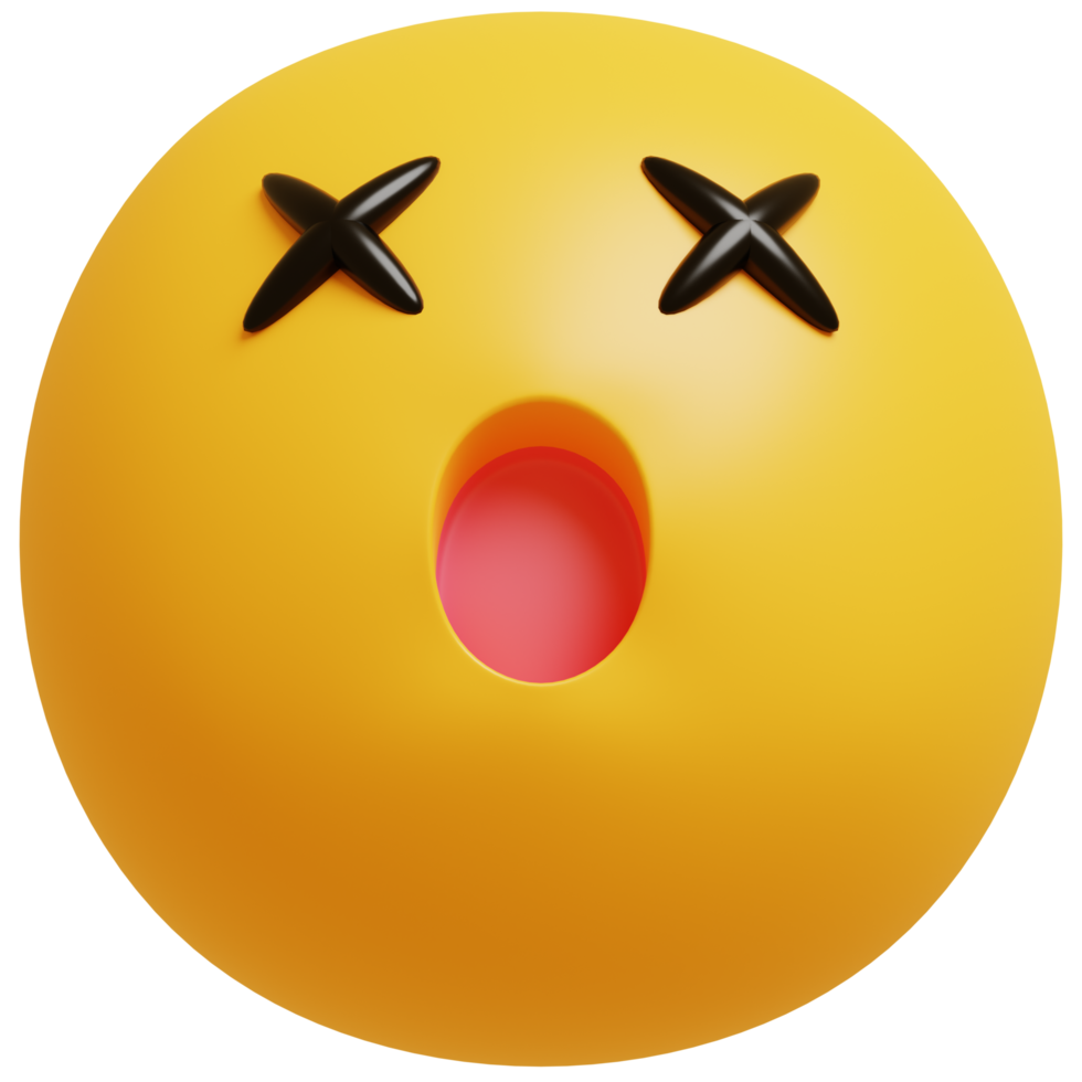 Yellow face wow emoji. Surprised, shocked emoticon. 3D render illustration. png