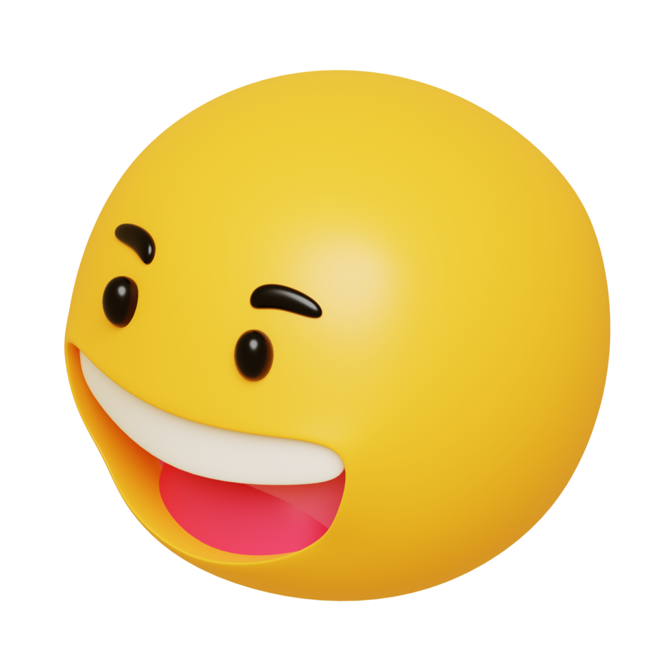 3D smile emoji.Happy, funny cute character.3D render illustration. png