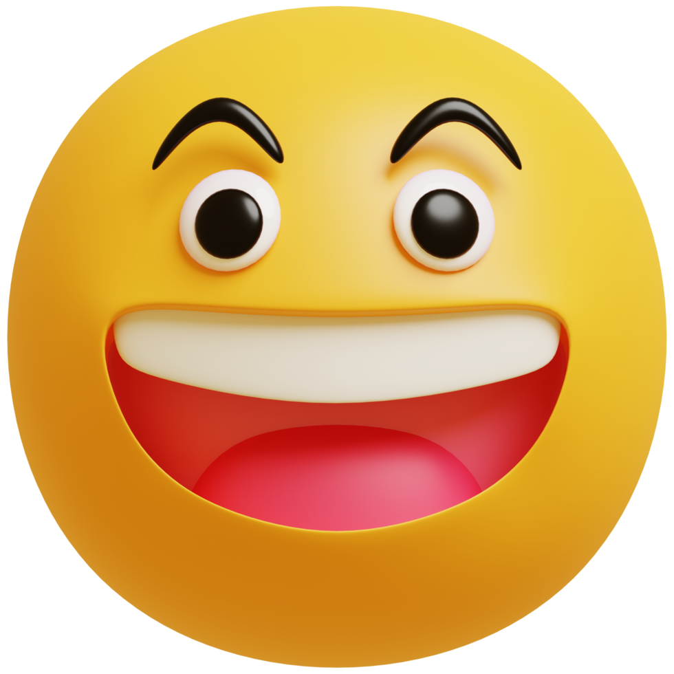 3D smile emoji.Happy, funny cute character.3D render illustration. png