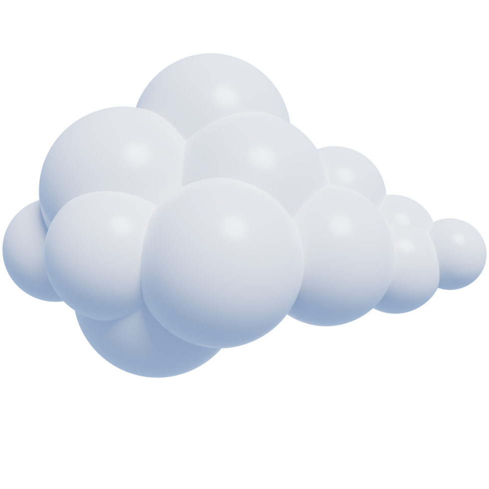 White 3d clouds.Cartoon fluffy clouds icon. 3d render illustration. png
