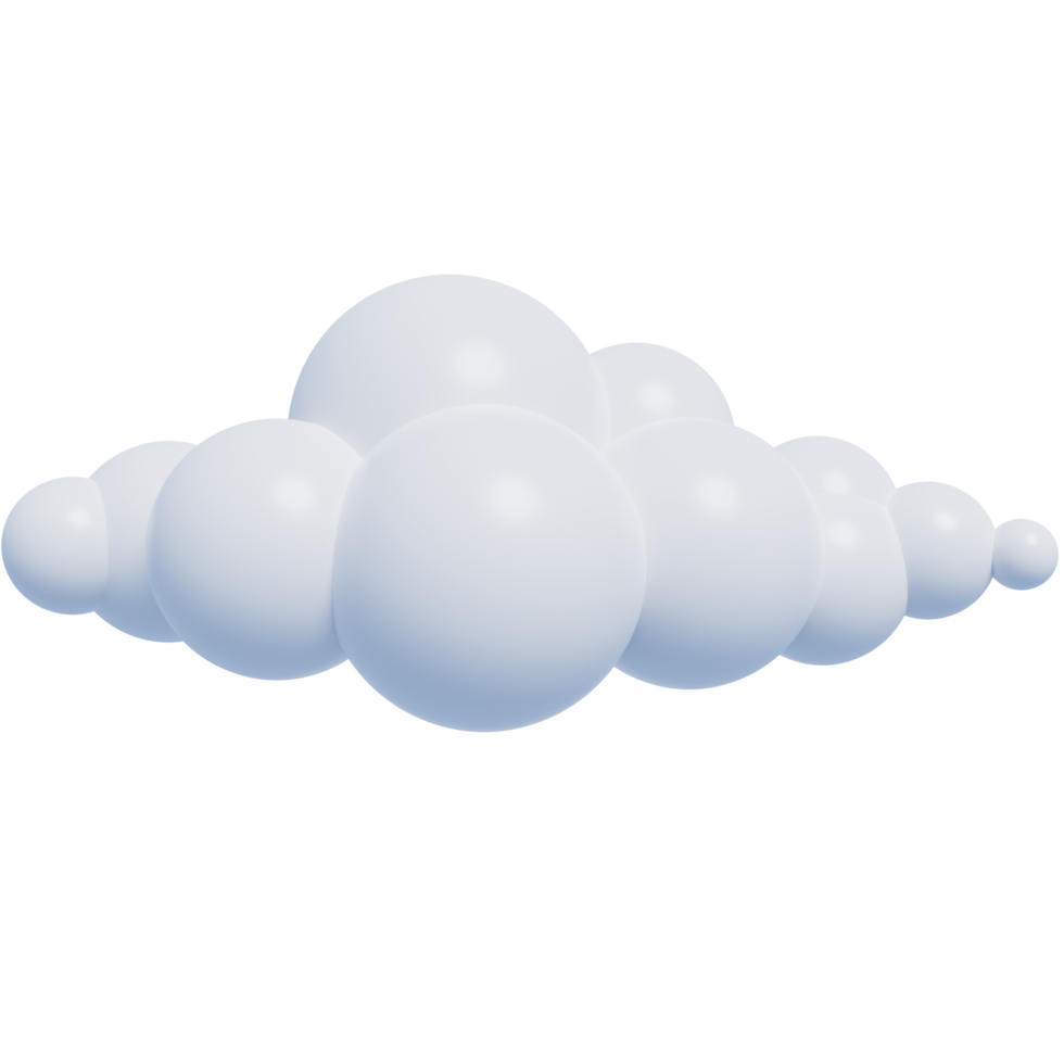 White 3d clouds.Cartoon fluffy clouds icon. 3d render illustration. png