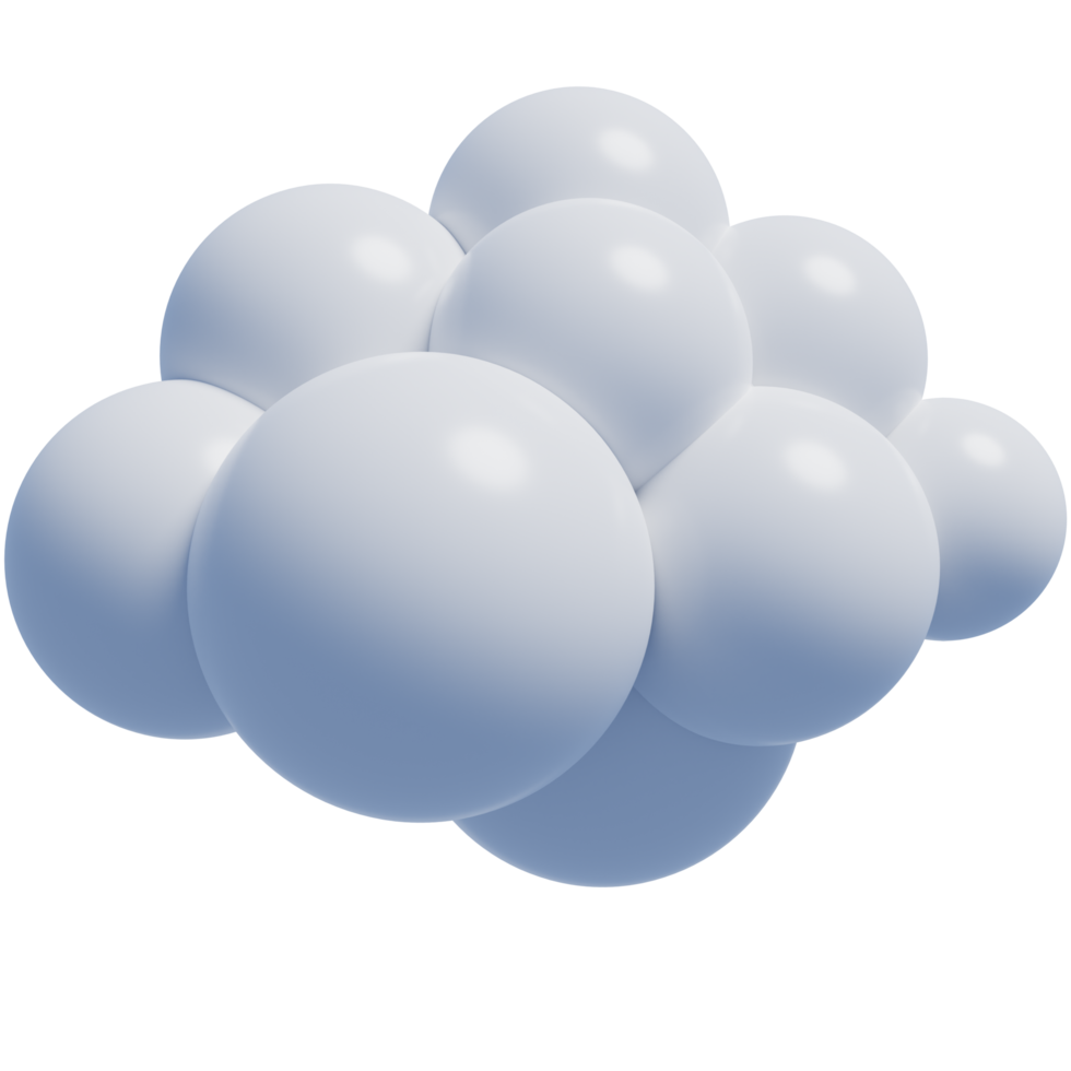 White 3d clouds.Cartoon fluffy clouds icon. 3d render illustration. png
