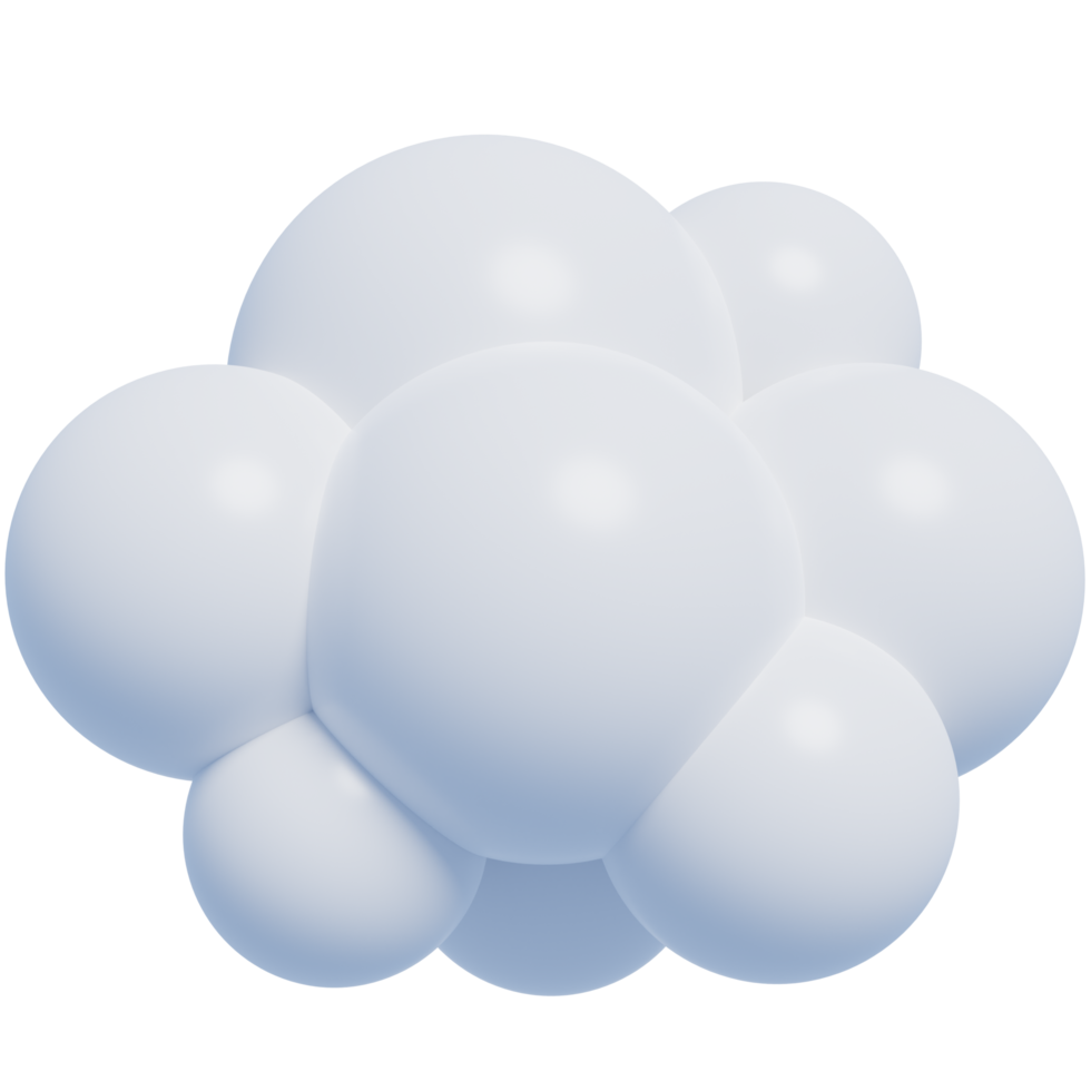 White 3d clouds.Cartoon fluffy clouds icon. 3d render illustration. png