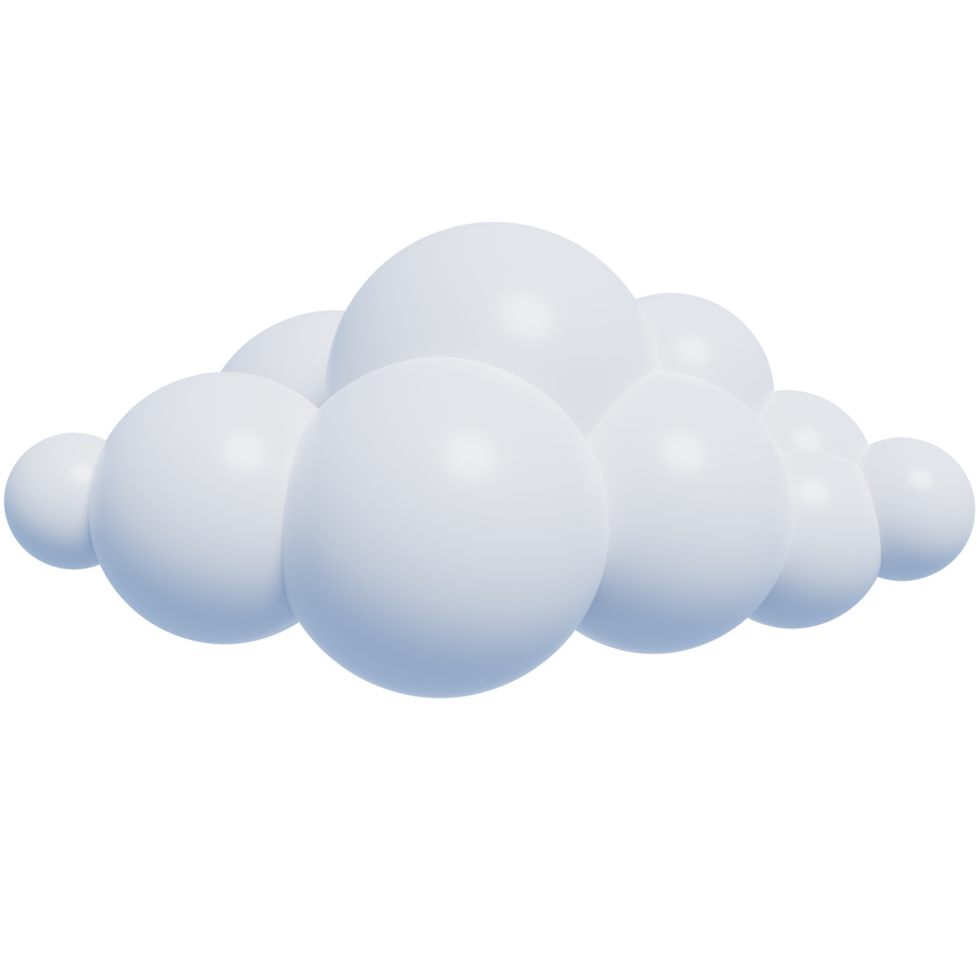 White 3d clouds.Cartoon fluffy clouds icon. 3d render illustration. png