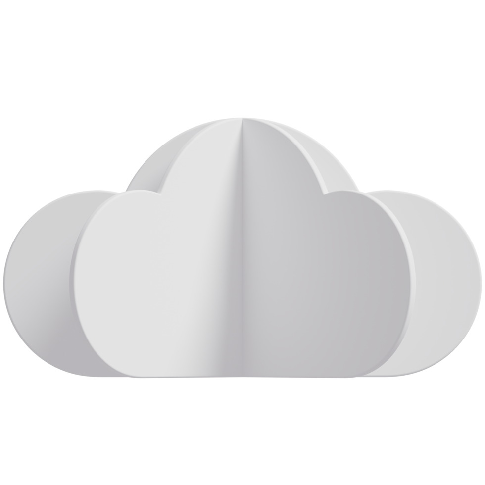 3d white clouds.Cartoon fluffy clouds icon. Paper cut style 3d render illustration. png