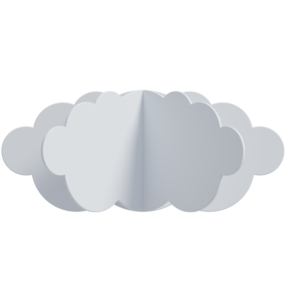 3d wit wolken.cartoon pluizig wolken icoon. papier besnoeiing stijl 3d geven illustratie. png