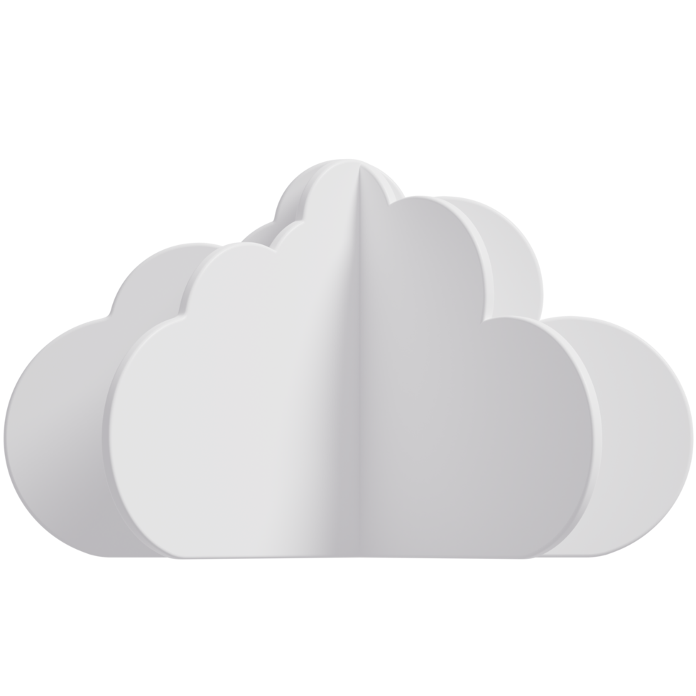 3d white clouds.Cartoon fluffy clouds icon. Paper cut style 3d render illustration. png