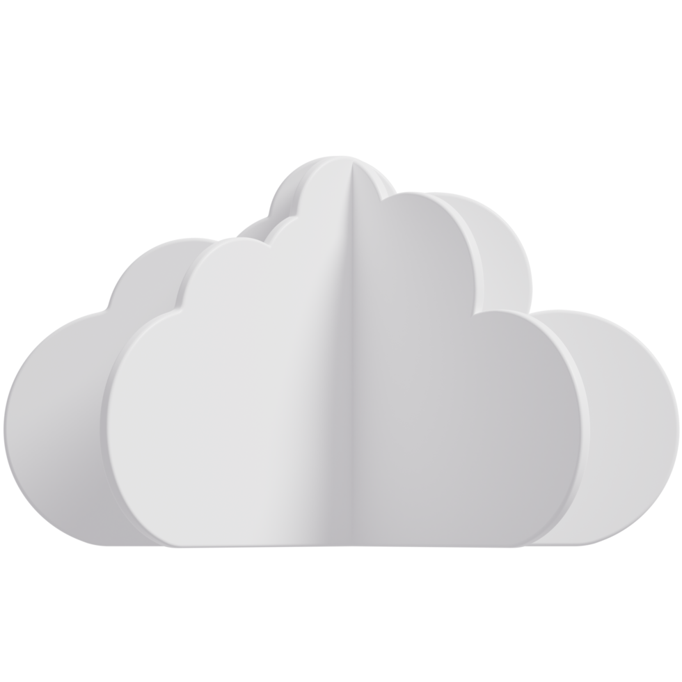 3d wit wolken.cartoon pluizig wolken icoon. papier besnoeiing stijl 3d geven illustratie. png