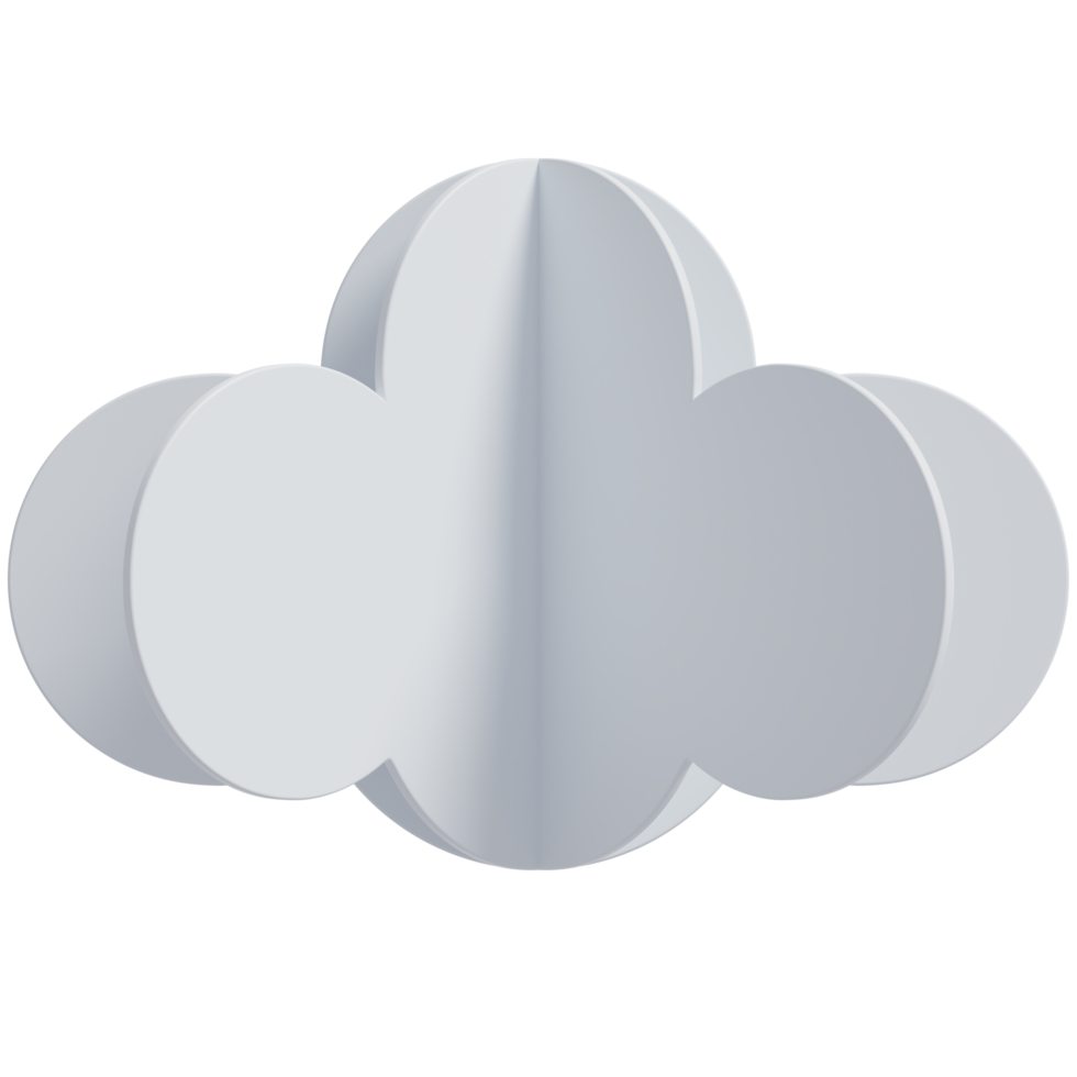3d white clouds.Cartoon fluffy clouds icon. Paper cut style 3d render illustration. png