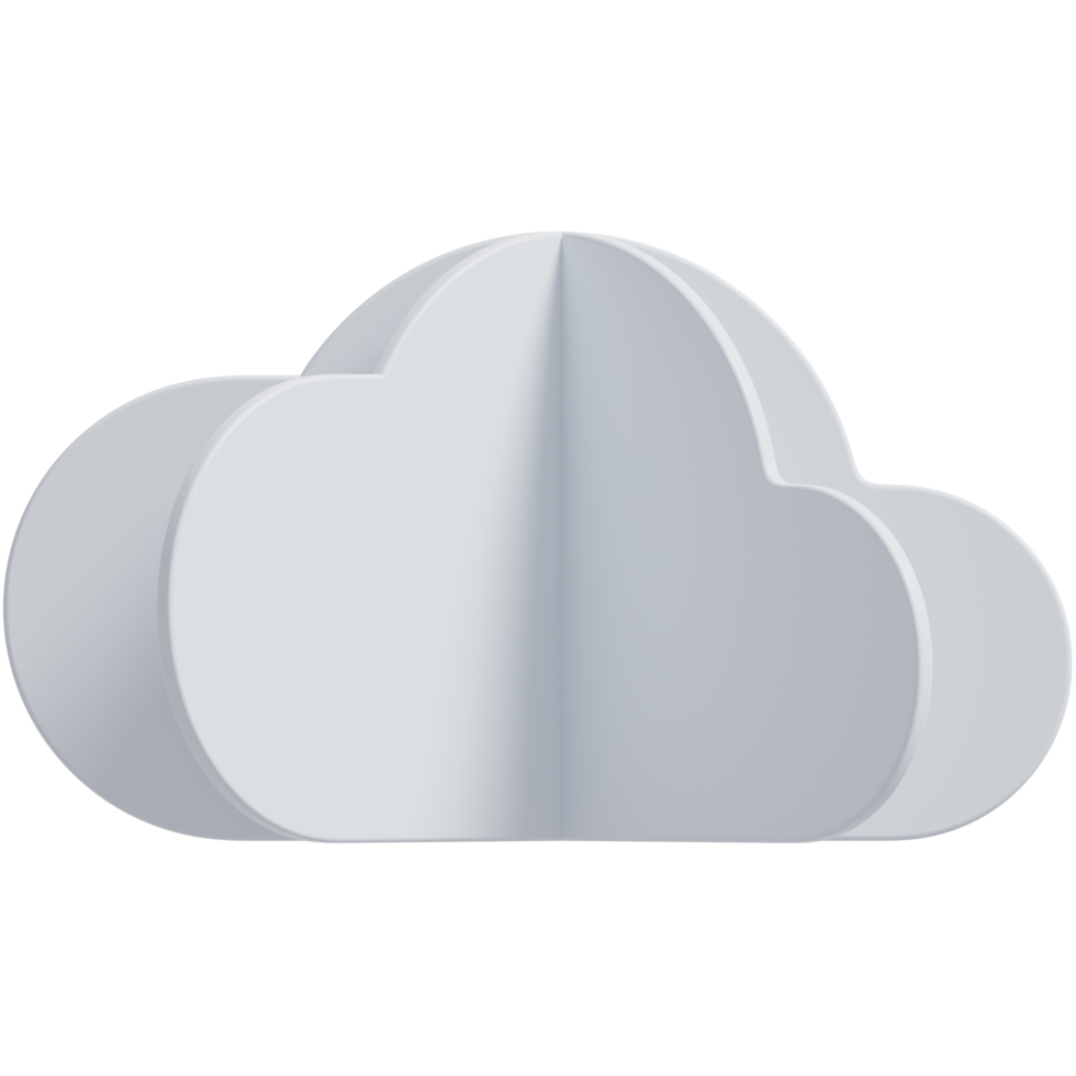 3d white clouds.Cartoon fluffy clouds icon. Paper cut style 3d render illustration. png