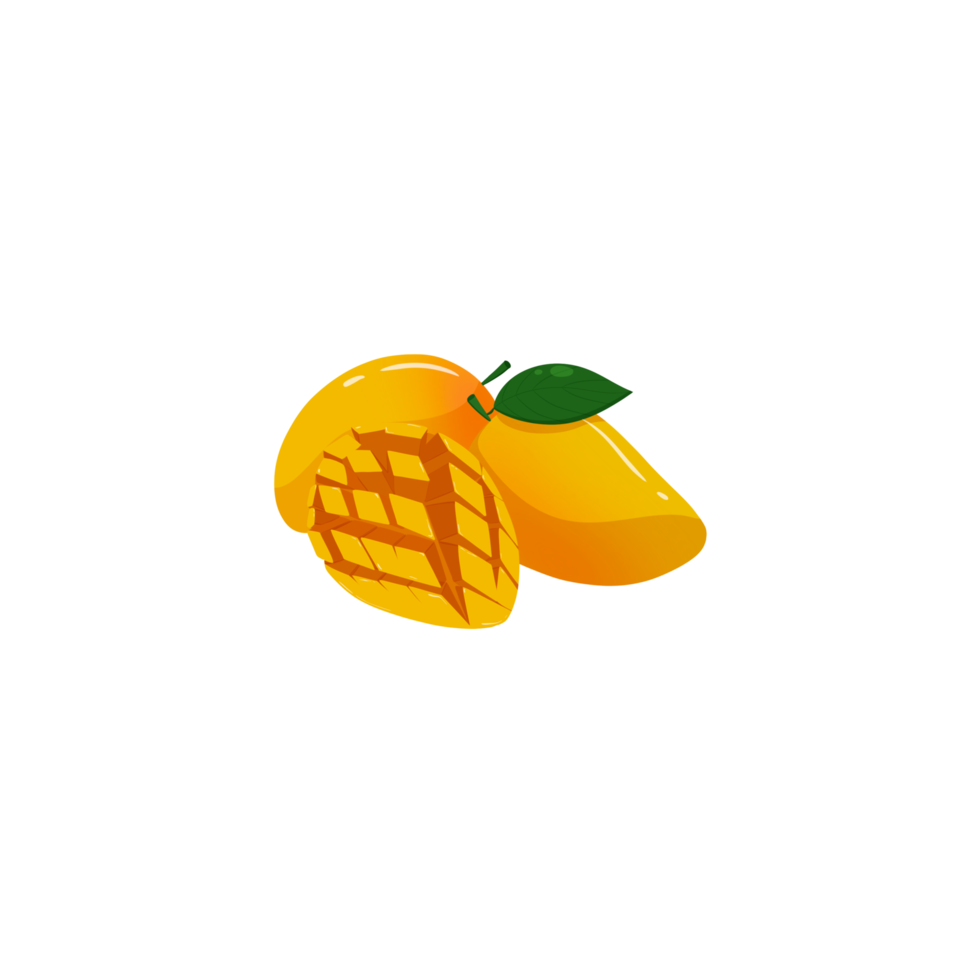 fresh mango with slices and leaves png