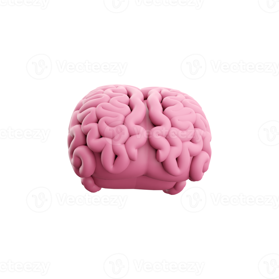 3d render minimal pink brain, thinking comic speech bubble. 3d rendering brain cartoon icon. png