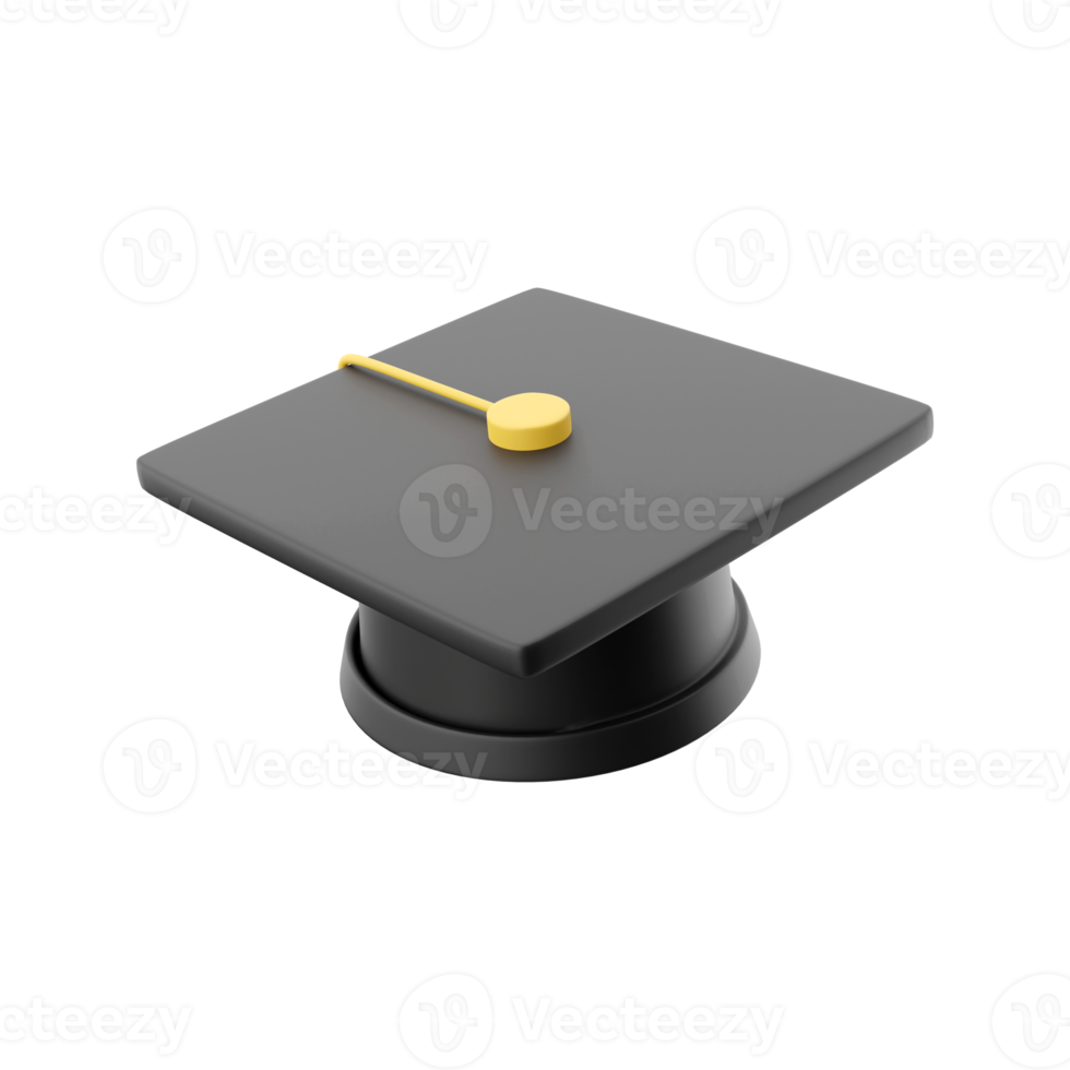 3D rendering of a university graduation cap. 3d illustration icon isolated. 3D rendering release cap icon png