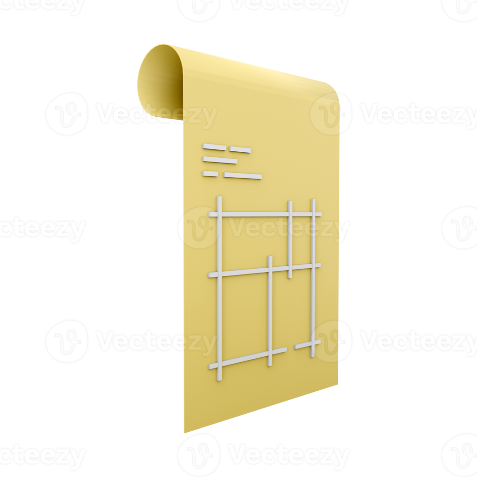 3d render Architecture, blueprint icon. Professional icon in cartoon style. 3d render building plan icon. png