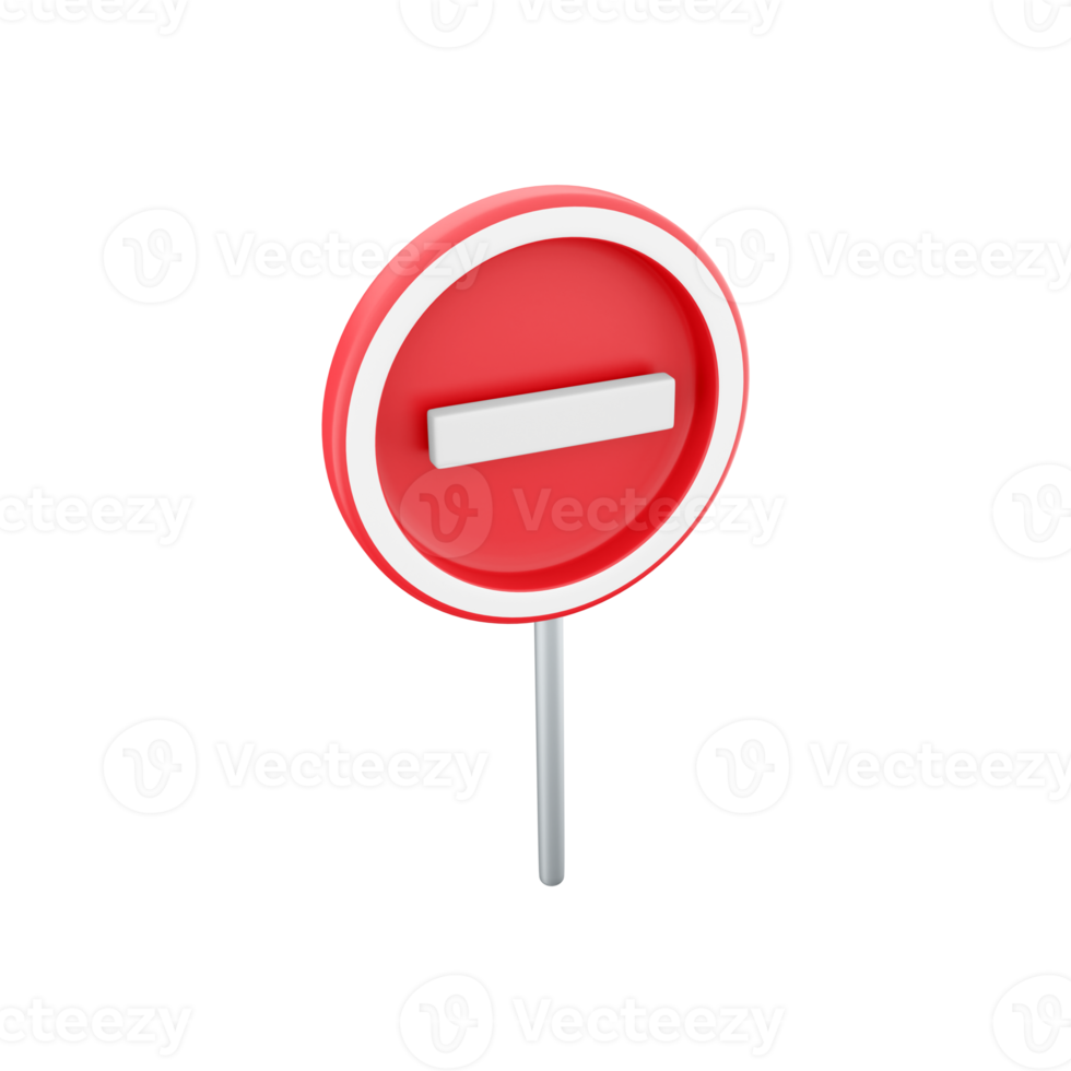 Raster version 3d rendering. Illustration of Prohibited Red Circle Sign. 3D render icon animation No input for vehicle movement. png