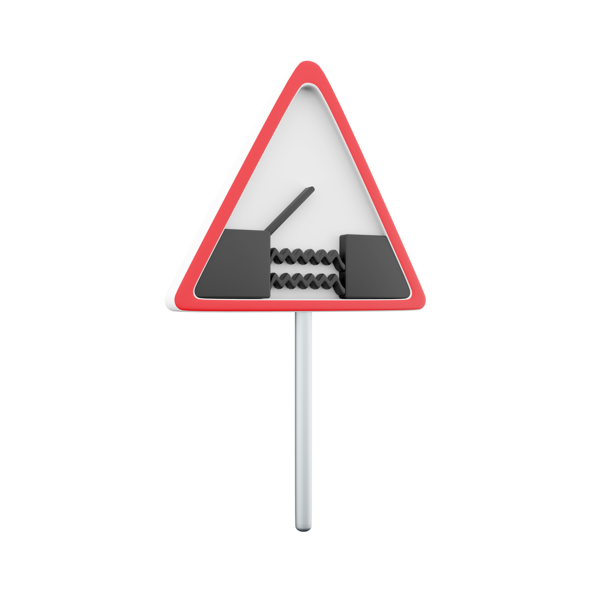 3D render graphic of a uk swing bridge road sign. It consists of a