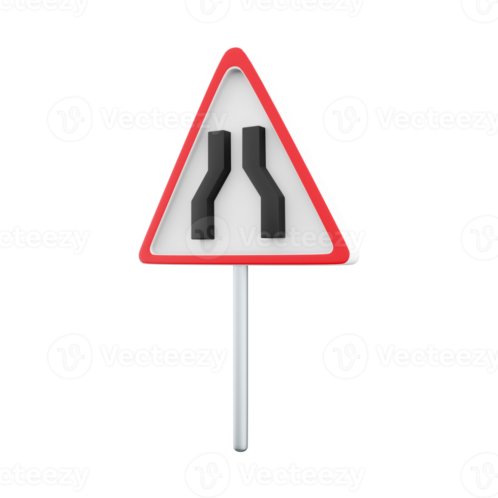 3D rendering of a road sign extending both sides. 3d rendering cartoon of road sign extending both side, icon. png