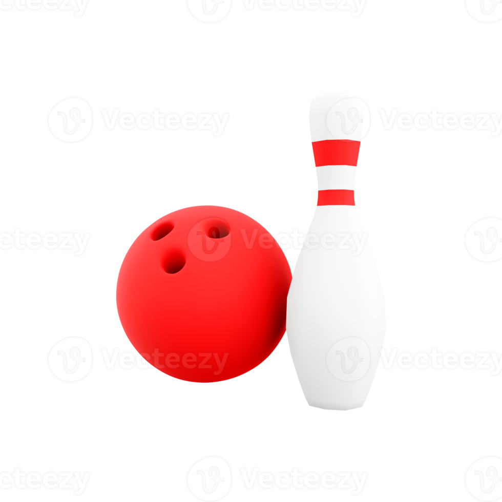 3d rendering bowling ball and skittles icon. 3d render bowl sport that evolved from the game of skittles icon. png