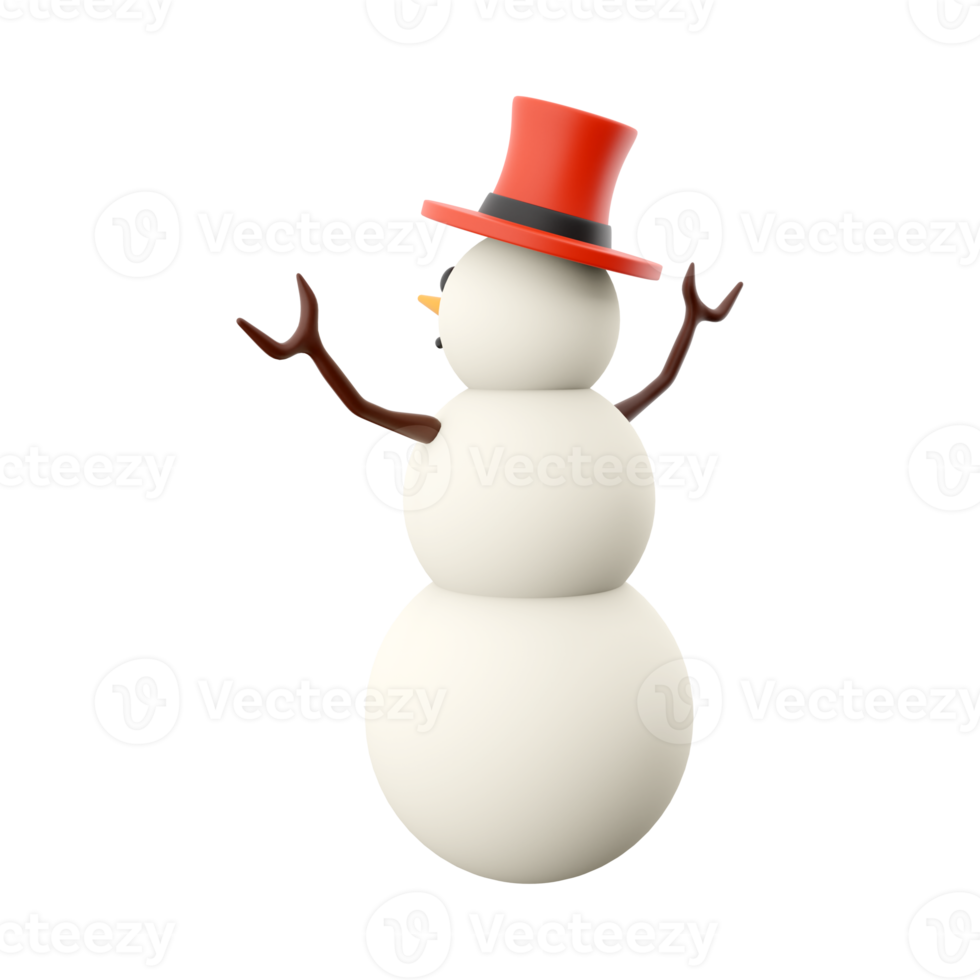 3D rendering Snowman 3D winter season. 3D rendering snowman, icon. png