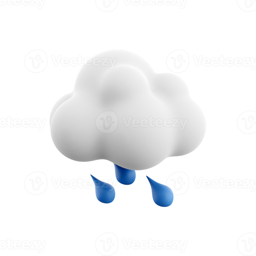 3d rendering rainy weather icon. 3d render cloud with rain. Rainy weather. png